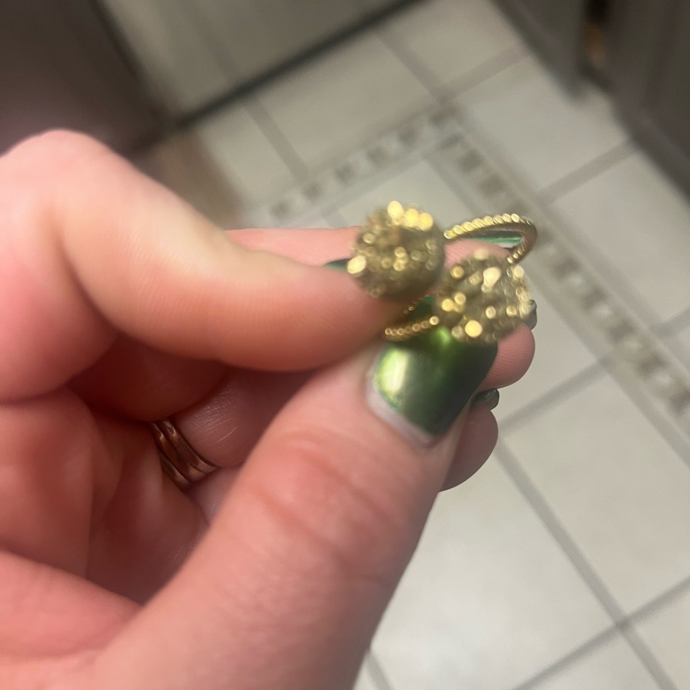 New ladies adjustable gold druzy ring